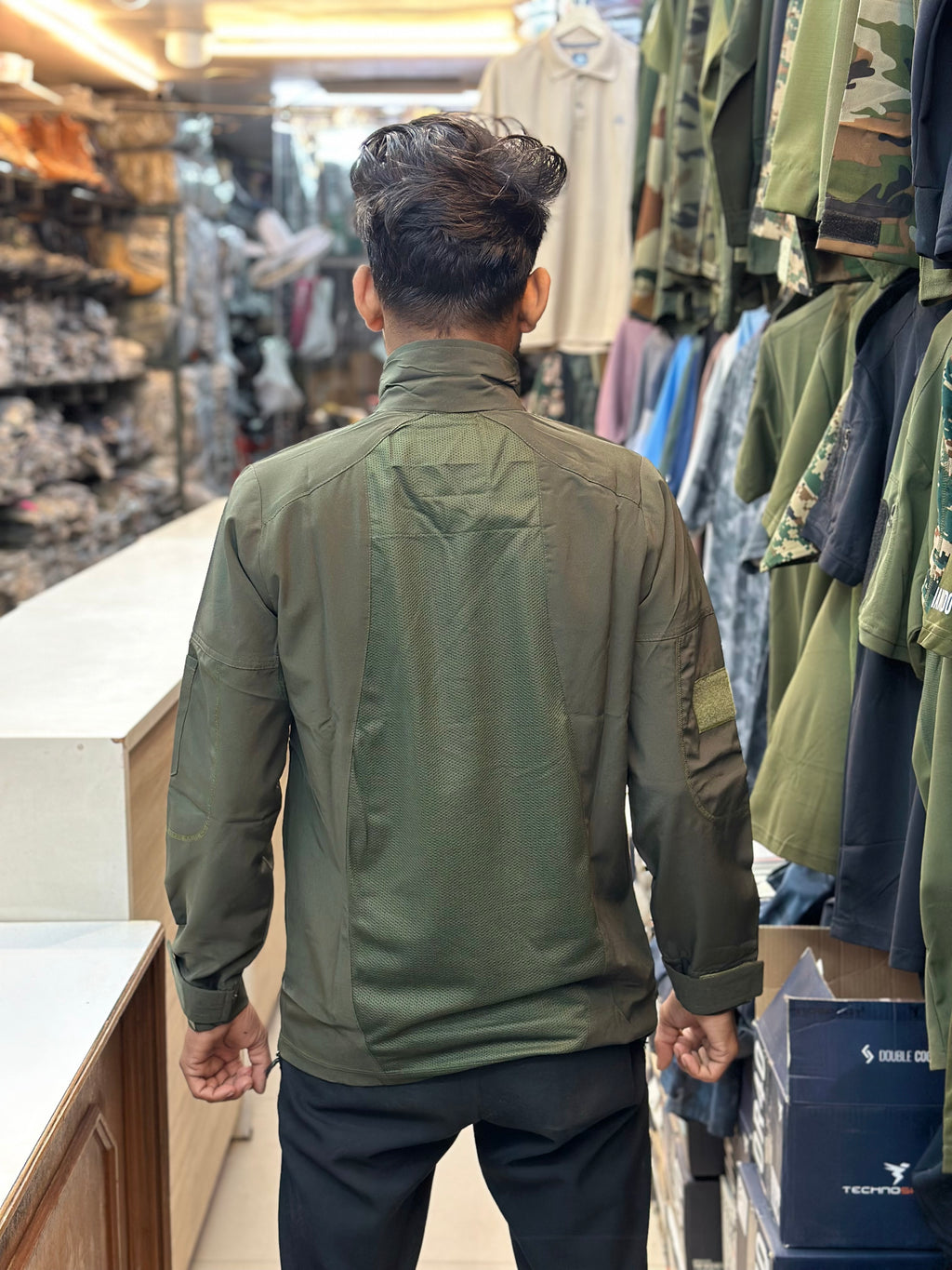 Tactical Tshirt with full sleeves | collar | Olive Green | Ns fabric |