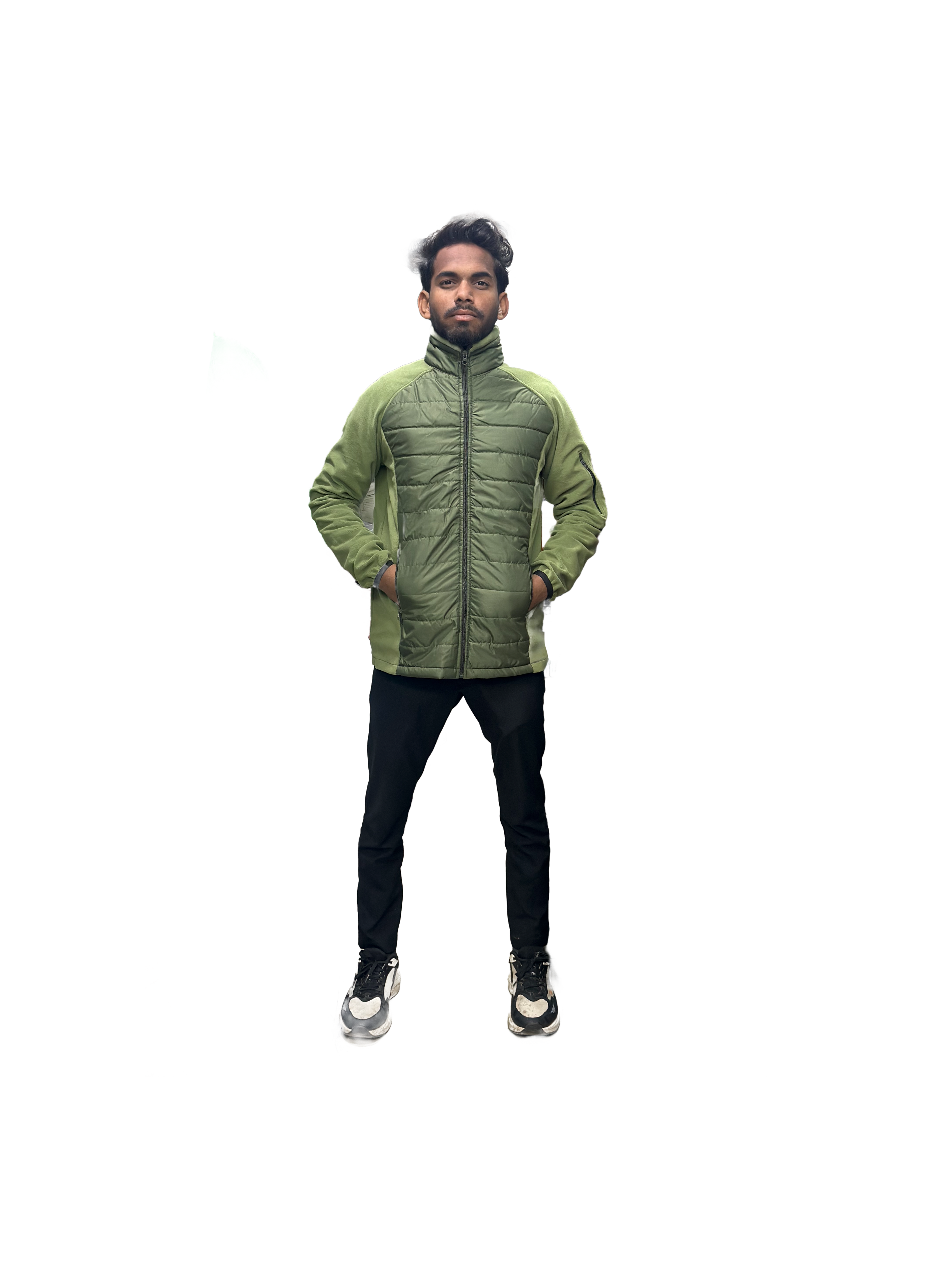 Fleeze Jacket Front Ribbed, Light Olive Colour