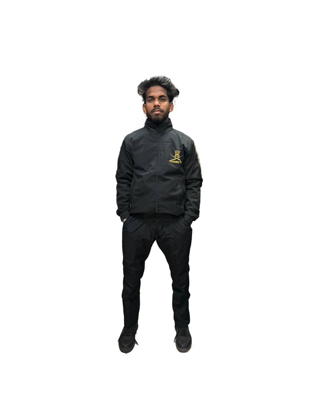 Indian Army Tracksuit Full Set, Both Upper & Lower, Black